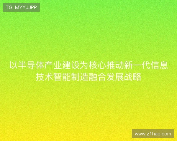 以半导体产业建设为核心推动新一代信息技术智能制造融合发展战略